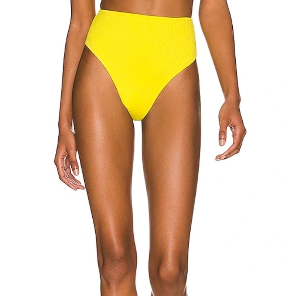 FRANKIES BIKINIS X Revolve Anne High Waisted Plisse Bikini Bottom In Pina Colada